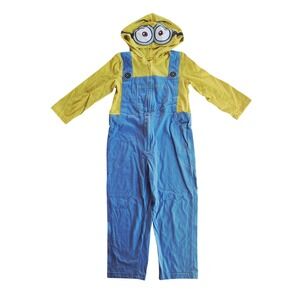 Kids Minions Costume Hoodie‎ Jumpsuit Overalls 5T Yellow Blue Halloween